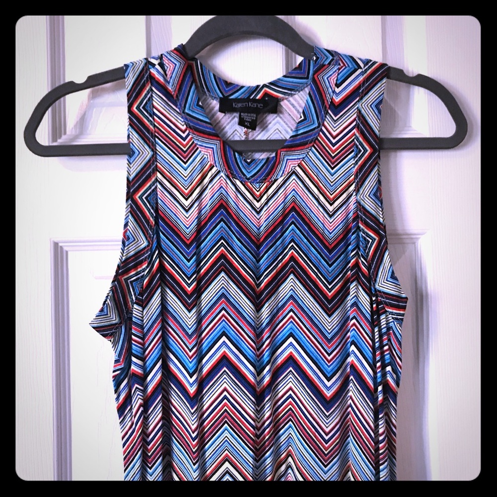 Karen Kane chevron multicolored sleeveless dress
